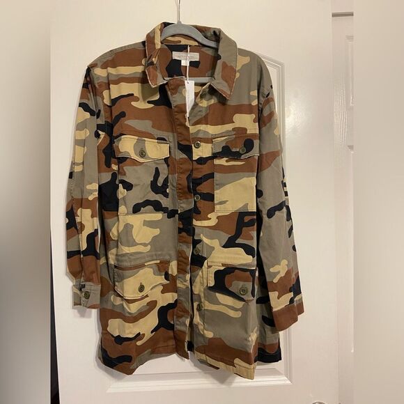 NWT outerknown camo utility jacket camouflage print Sz L linen blend cotton - Picture 4 of 13